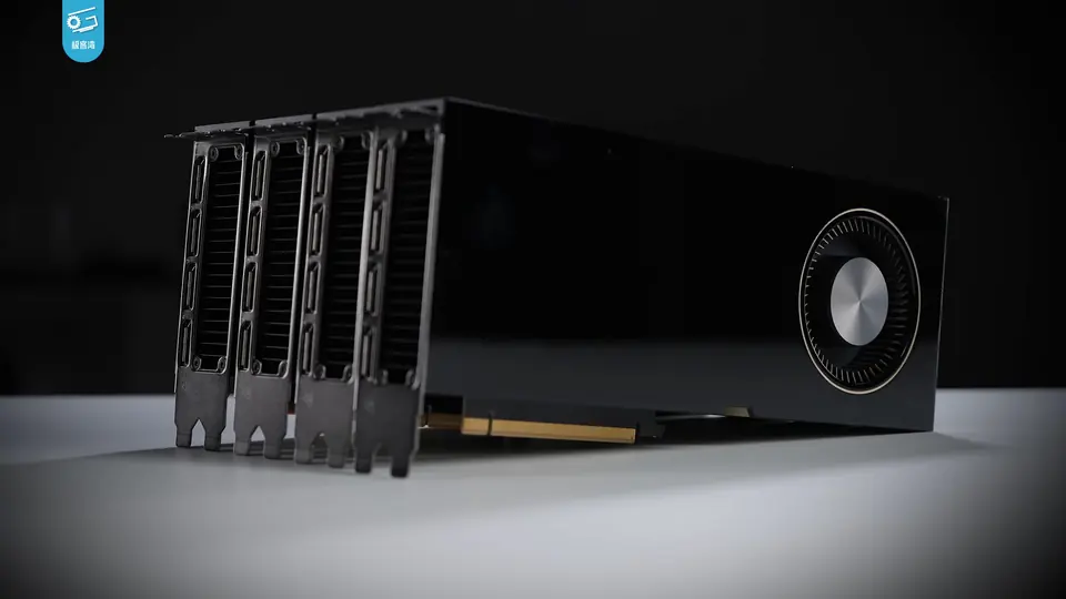 NVIDIA RTX 6000 Ada workstation graphics cards arranged on a studio workbench